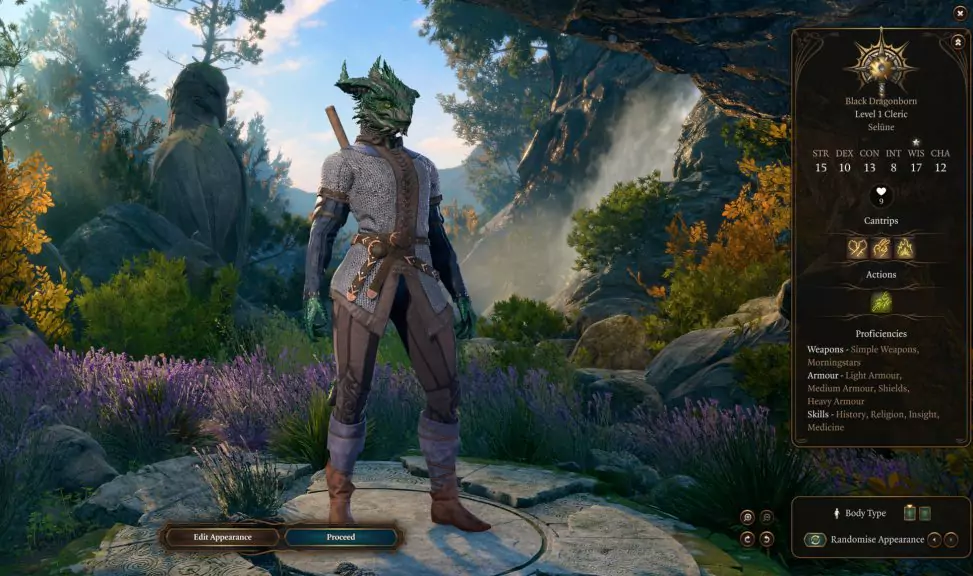 A Dragonborn character in Baldur's Gate 3.