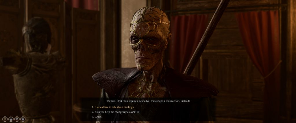 Withers in camp in Baldur's Gate 3.