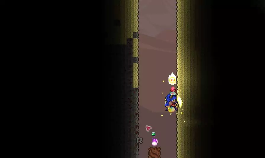 An example of a large tunnel players can dig to stop the spread of evil biomes. 