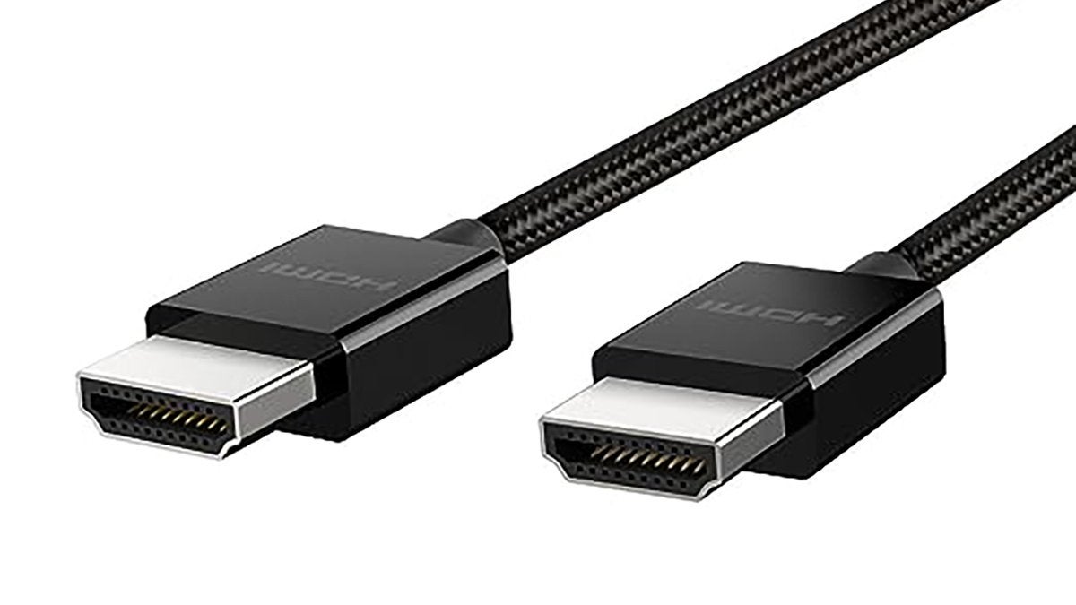 An HDMI 2.1 cable made by the Belkin brand.