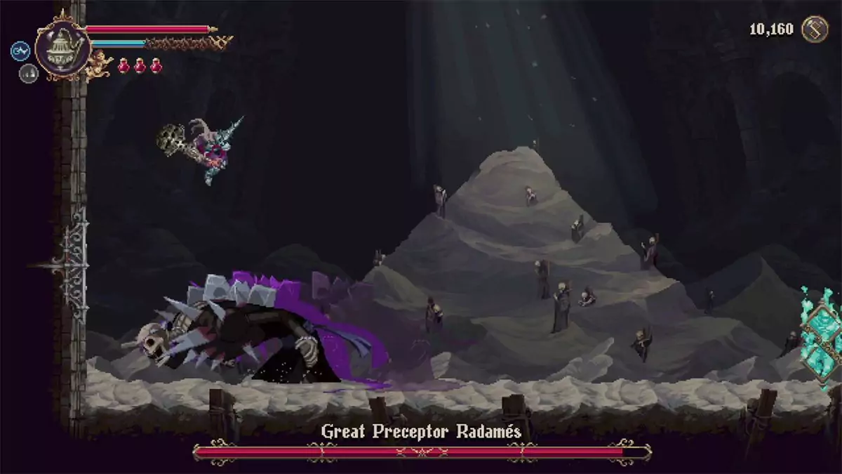 Great Preceptor Radamés charging at the player during Phase 1.