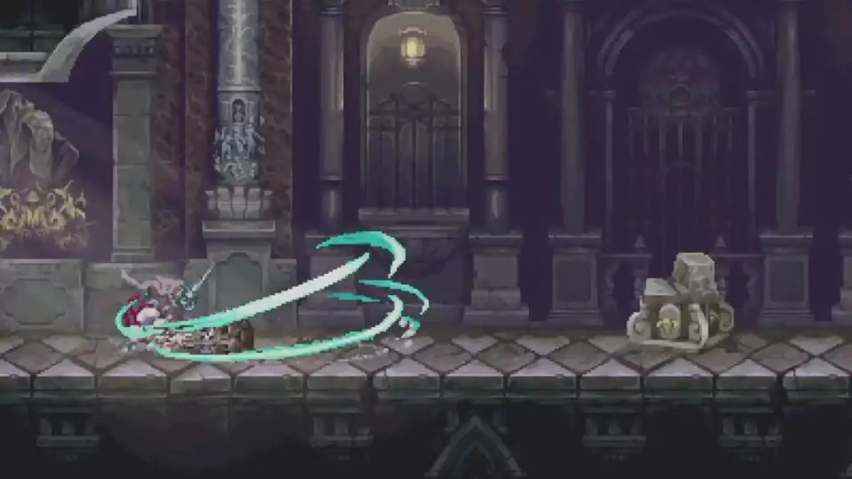 The player using a skill with Veredicto that causes a blue shockwave to emerge when they strike the ground.