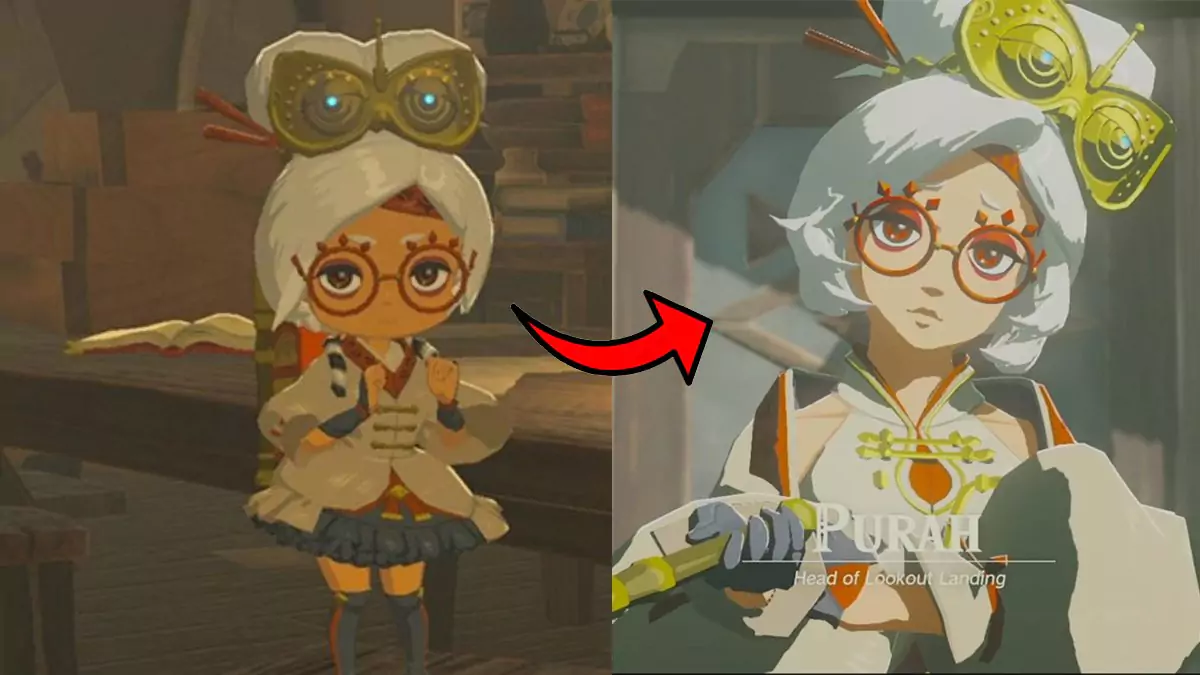 On the left is Purah in The Legend of Zelda: Breath of the Wild and on the right is Purah in The Legend of Zelda: Tears of the Kingdom.