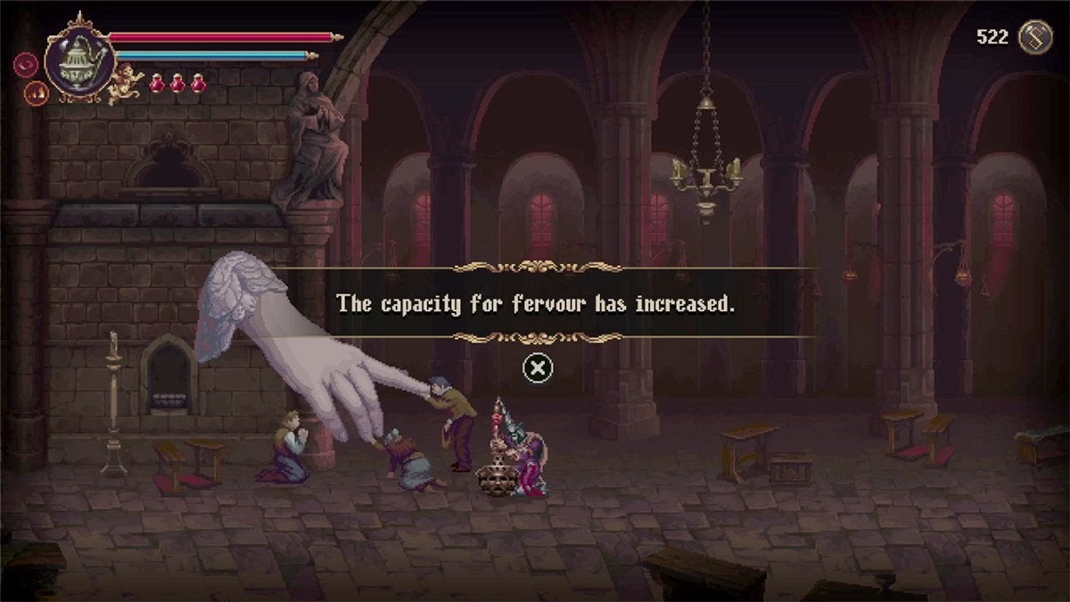 The player increasing their max Fervour in Blasphemous 2.
