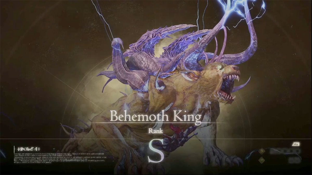 The Notorious Mark appearance of the S-rank Behemoth King: the target of the Masterless Marauder hunt in Final Fantasy 16.