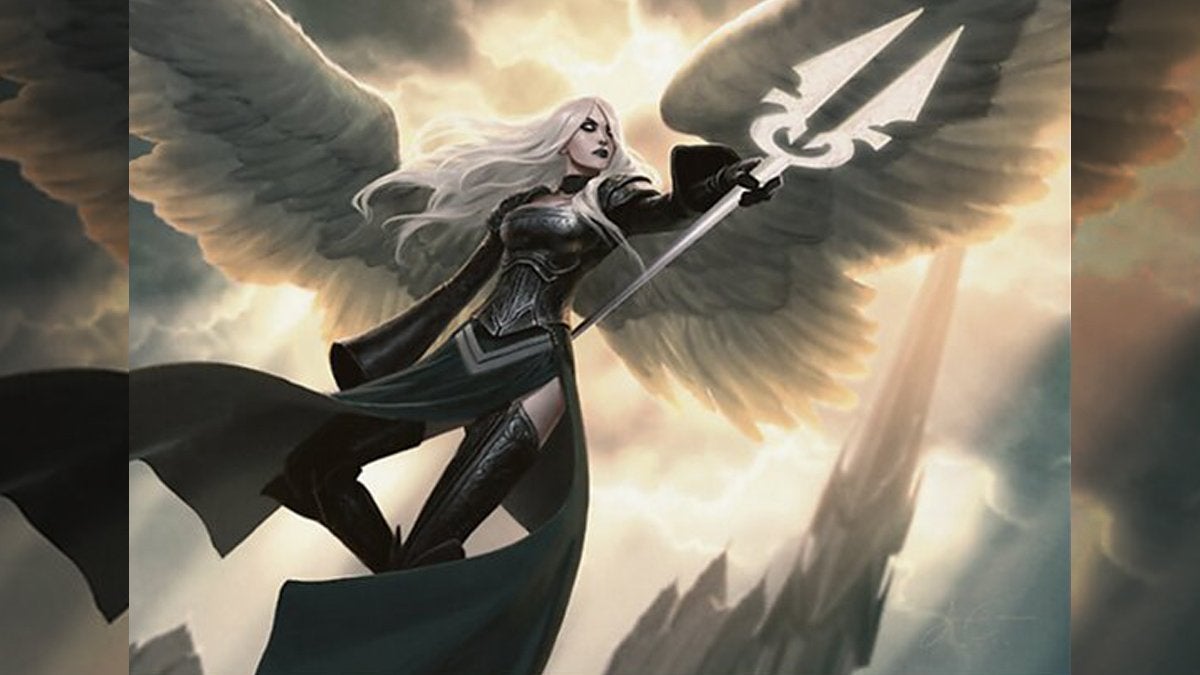 Card art from the white legendary creature Avacyn, Angel of Hope in Magic: The Gathering.