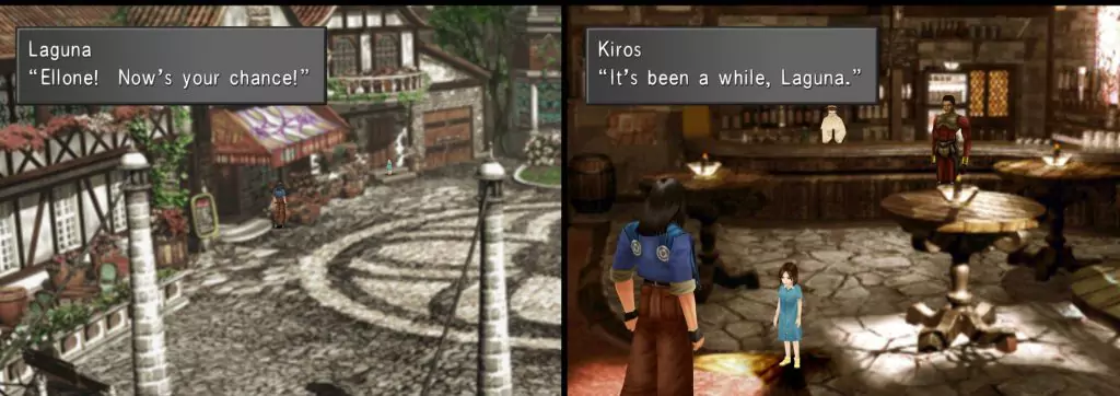 Laguna is greeted by his old friend and fellow Galbadian Soldier, Kiros.