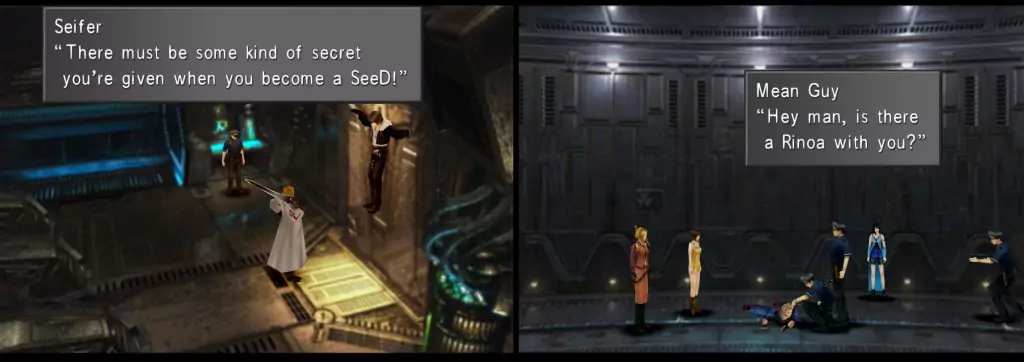 Squall and Zell get interrogated in prison.