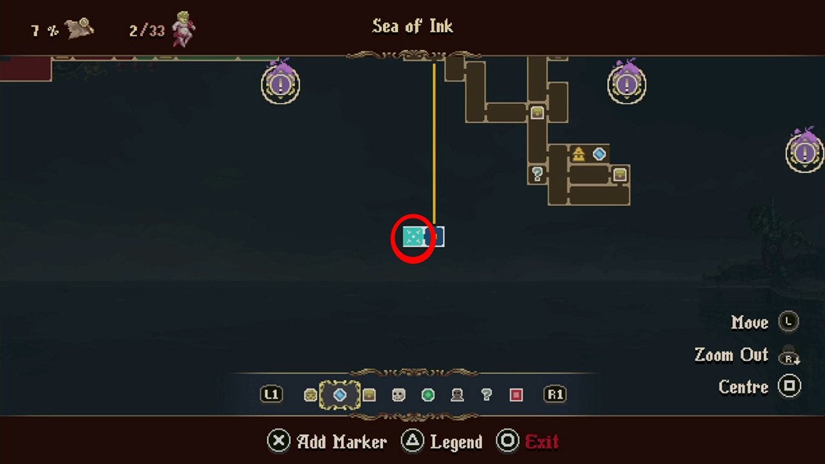 The location of Forgotten Tribute #1 on the map.