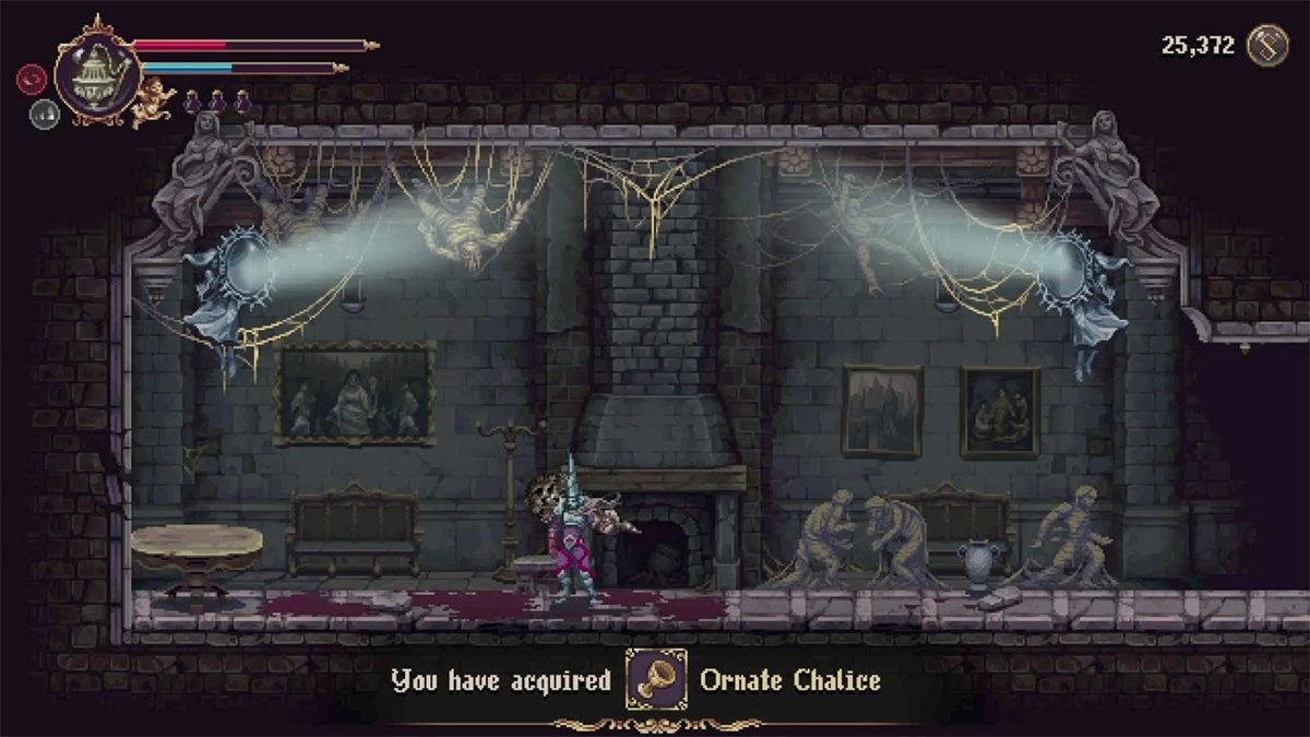 A player getting an Ornate Chalice in Blasphemous 2.