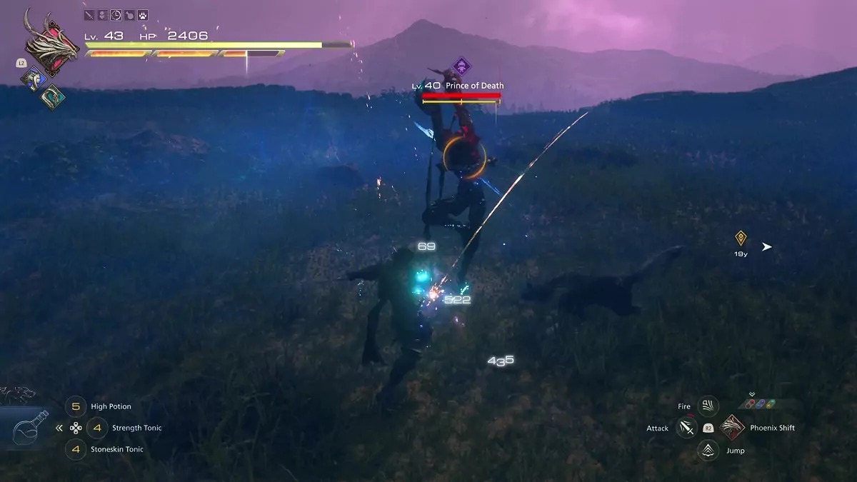 Clive fighting the Grim Reaper in Final Fantasy 16.