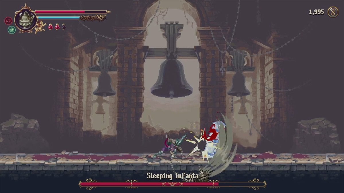 The player attacking Infanta's hitbox before they even spawn.