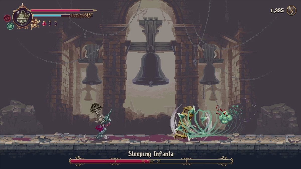 Infanta charging at the player while surrounded with miasma arrows.
