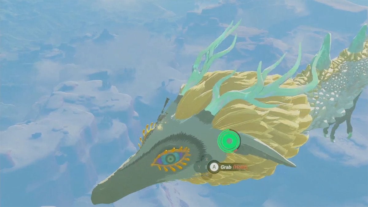 Link trying to pull the Master Sword out of the Light Dragon's head.