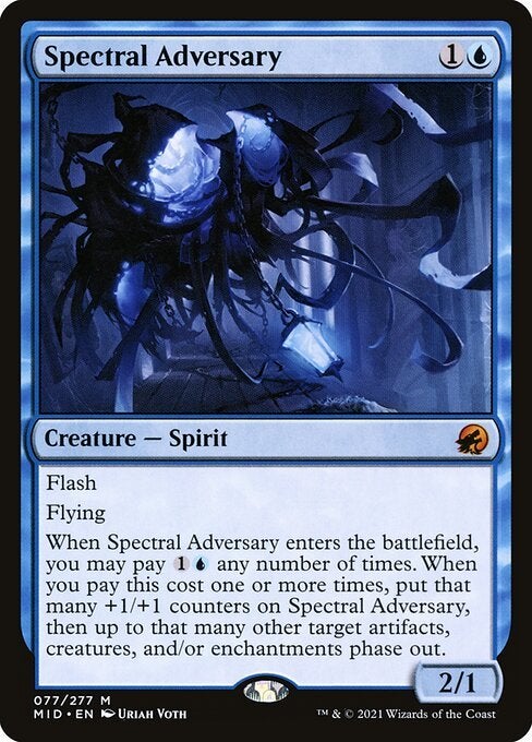 A blue creature card from Magic: The Gathering that can phase out.