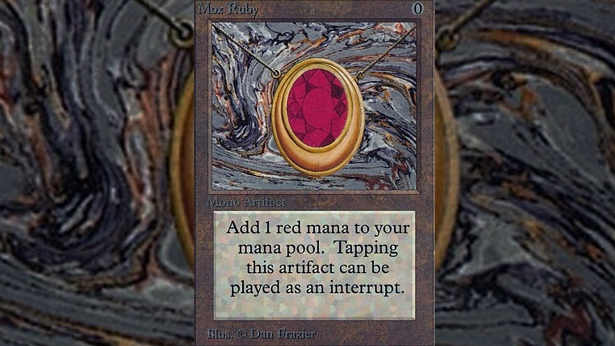 The Mox Ruby card from the Alpha set in Magic: The Gathering.
