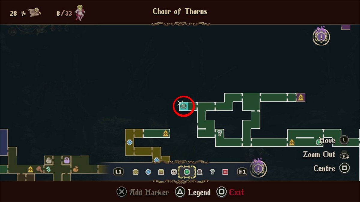 The first location of the funeral carriage in the Choir of Thorns.