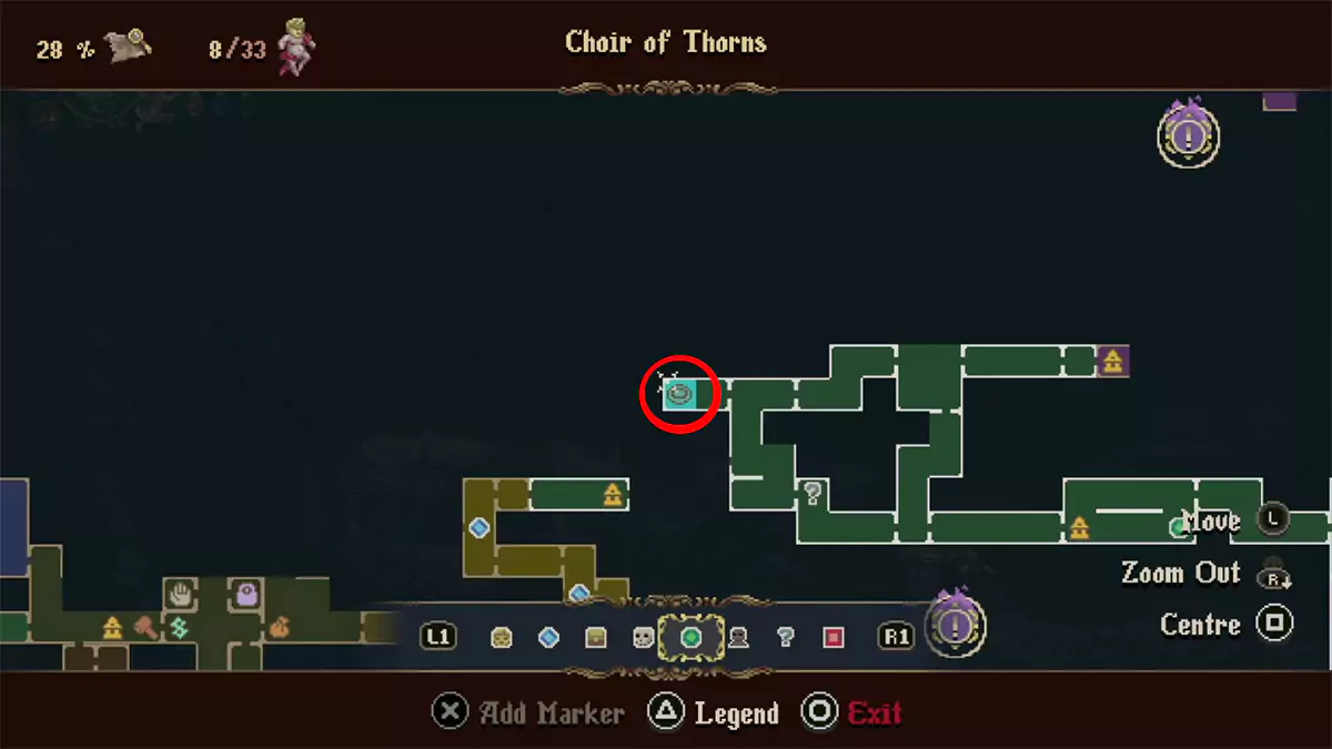 The location of the funeral carriage in the Choir of Thorns.