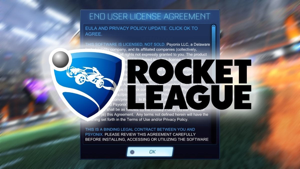 The Rocket League logo covering the License Agreement.