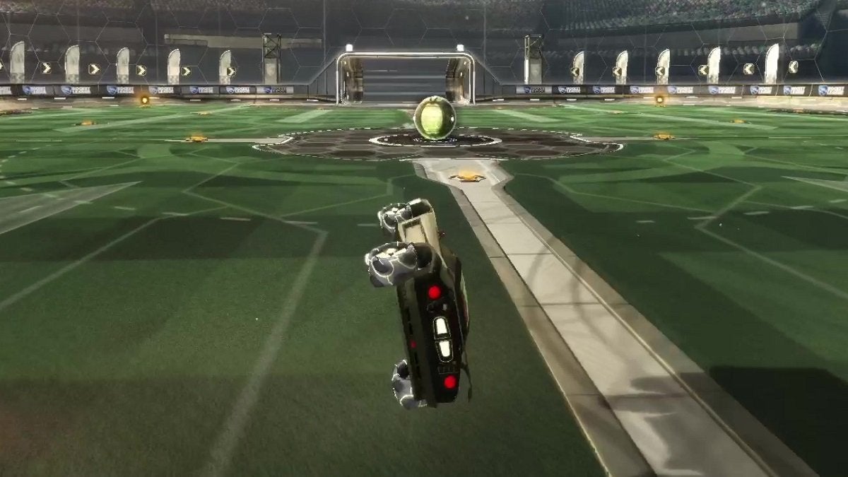 Speed flipping in Rocket League.