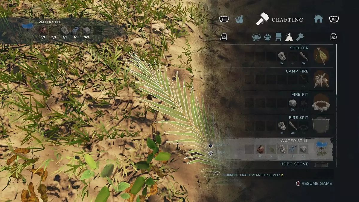 Crafting a Water Still in Stranded Deep.