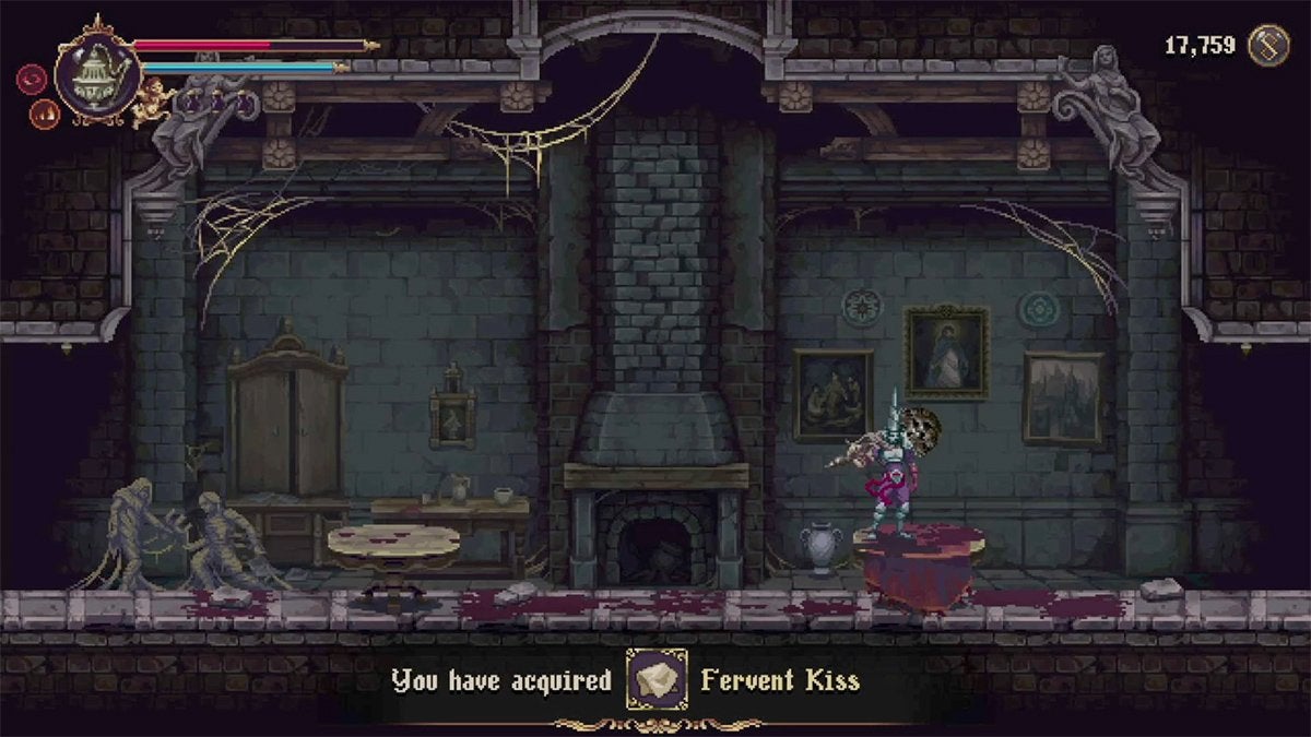 The player getting a Fervent Kiss quest item.