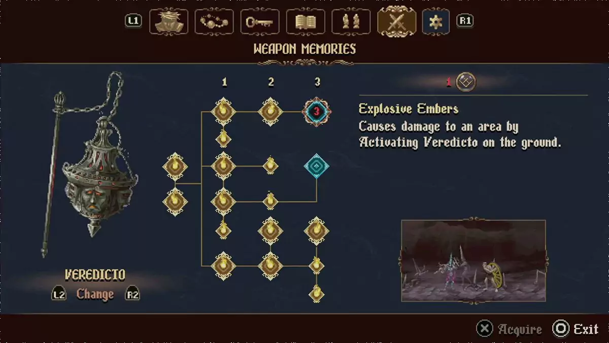 The Tier 3 skills and perks unlocked for Veredicto.