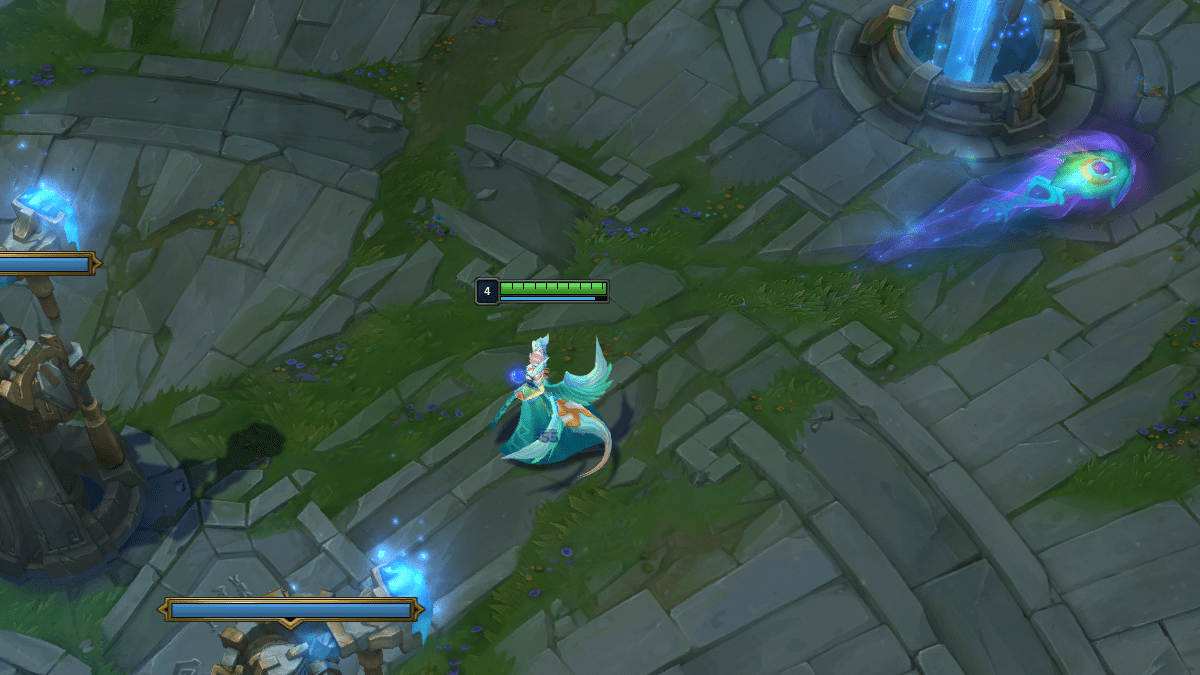 A Morgana player using her Dark Binding ability in League of Legends.