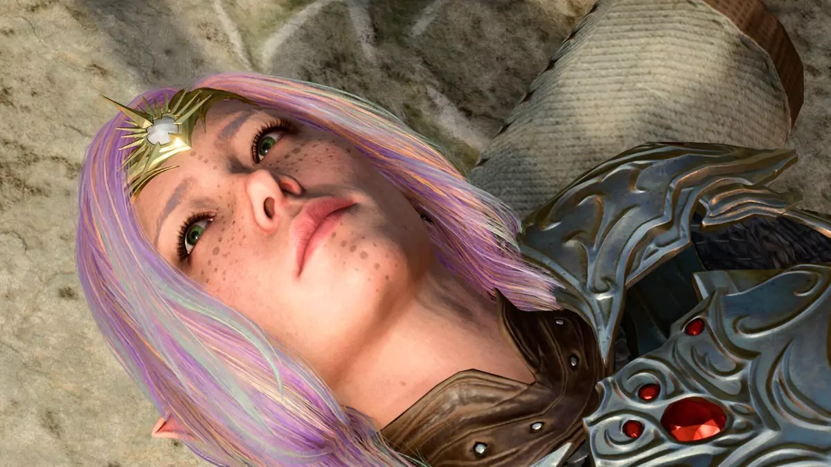 The main character of Baldur's Gate 3 on the ground after taking non-lethal damage.