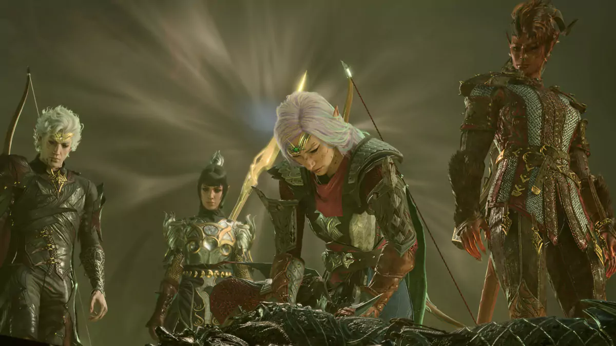 Characters in Baldur's Gate 3 in the battle against Ketheric Thorm.