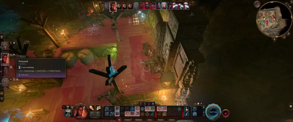 Karlach getting poisoned in Baldur's Gate 3.