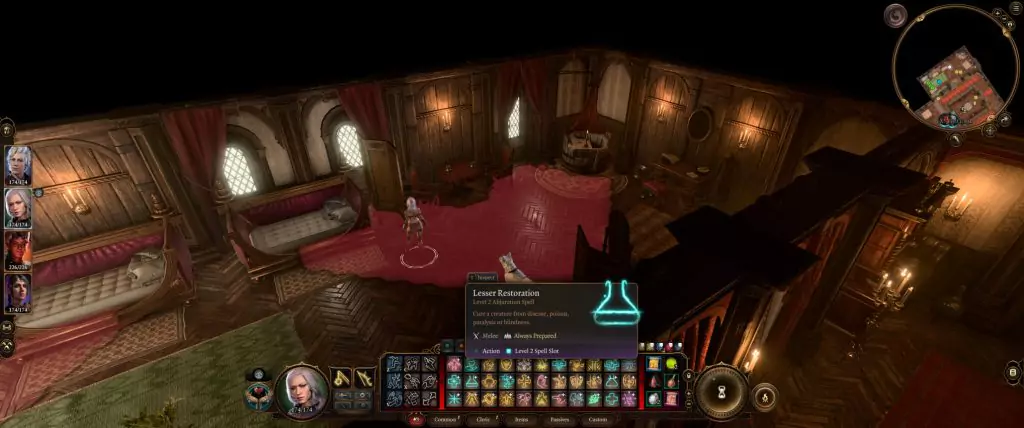 Lesser Restoration, a Cleric's spell capable of curing many afflictions in Baldur's Gate 3.