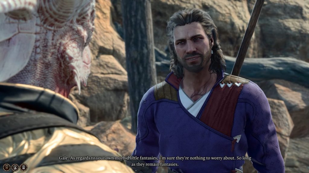 Gale speaking to a character with the Dark Urge in Baldur's Gate 3.
