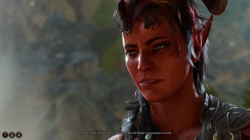 Karlach, a Barbarian Tiefling from Baldur's Gate 3.