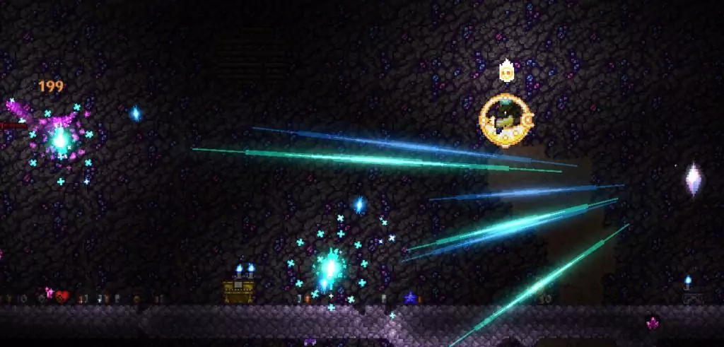 An example of a player farming Chaos Elementals using Water Candles and a Battle Potion, with a layer of Pearlstone underneath.