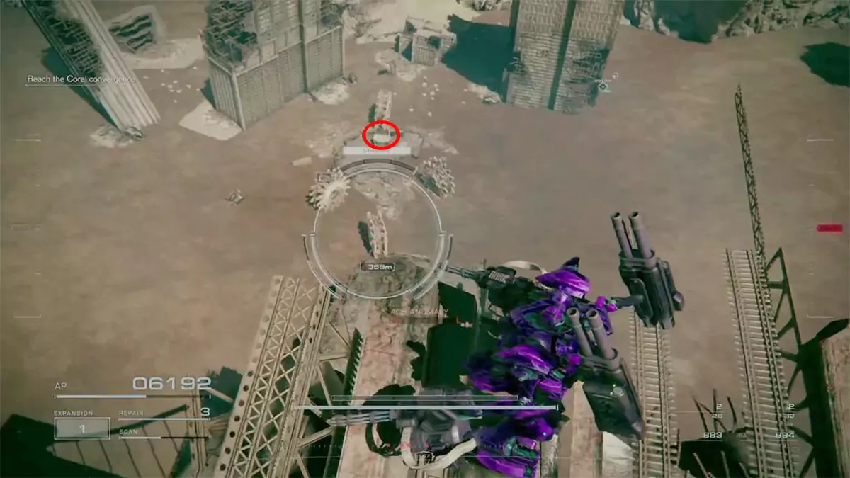A red circle outlining the chest containing the Moonlight sword—which is surrounded by grinder wheel enemies.