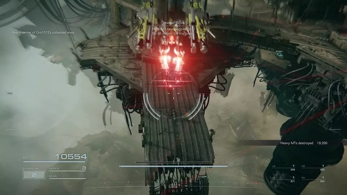 The player approaching a platform in the "Eliminate Honest Brute" mission.