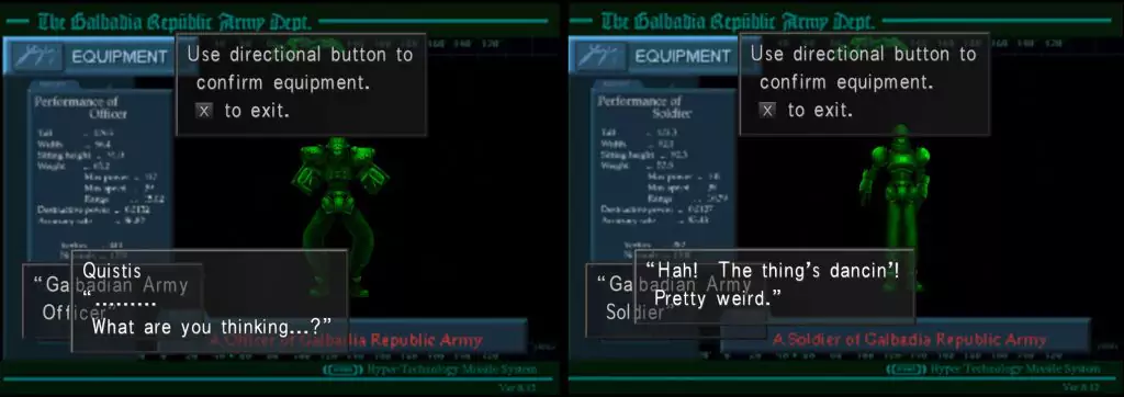 The Control Panel Easter Egg of Galbadian Soldiers dancing.