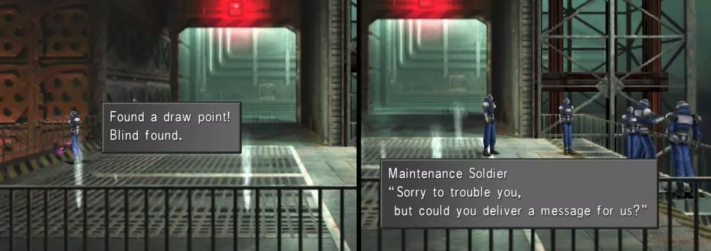Selphie's team inside the maintenance bay.