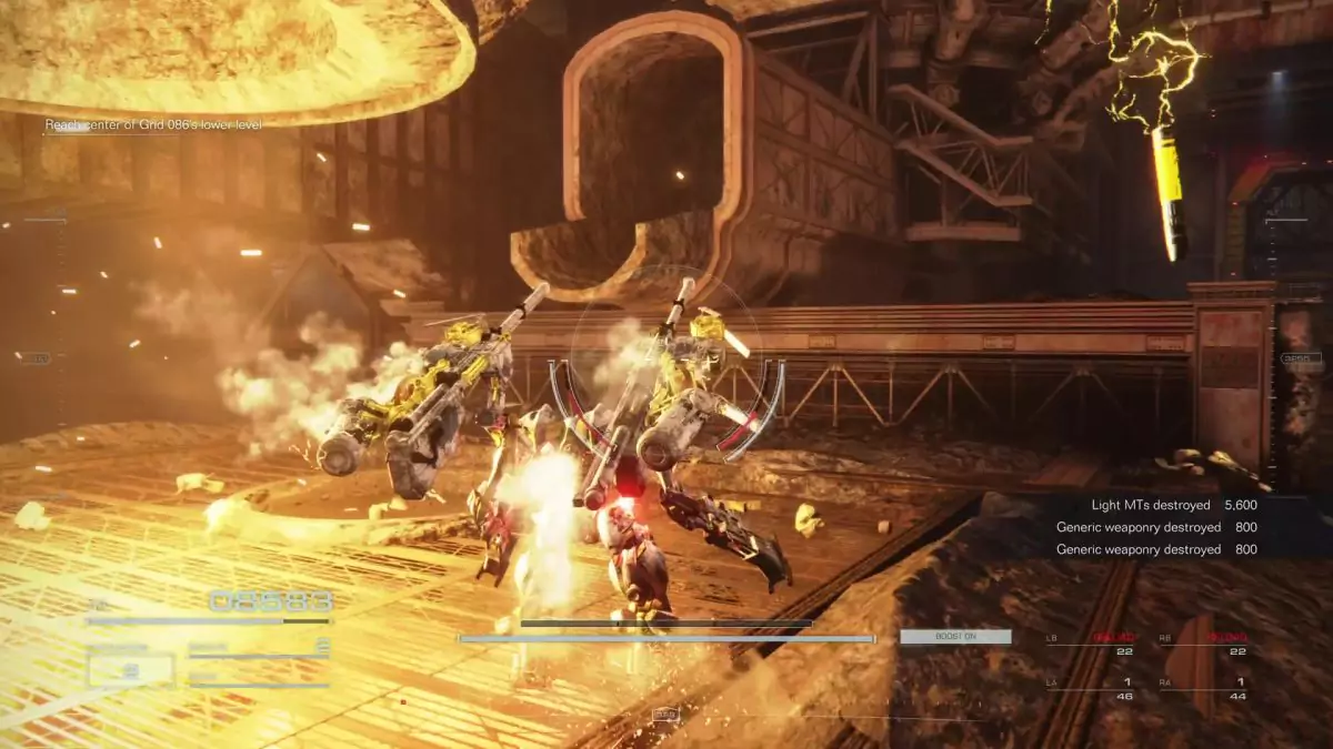 The player approaching a pipe next to a furnace in Infiltrate Grid 086.