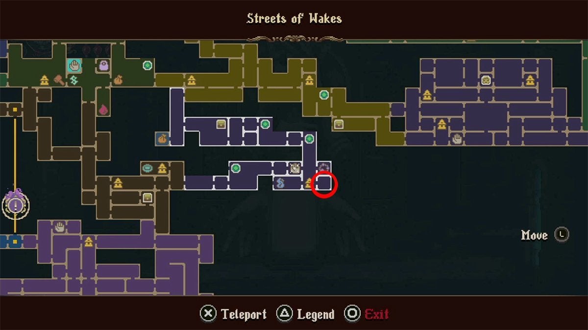 The dying woman's combat trials room in the Streets of Wakes.