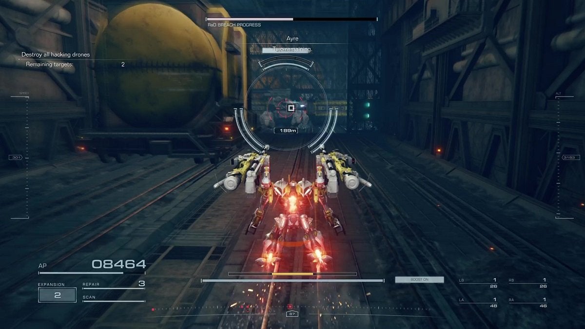 The player approaching a Tetrapod AC in Armored Core 6.