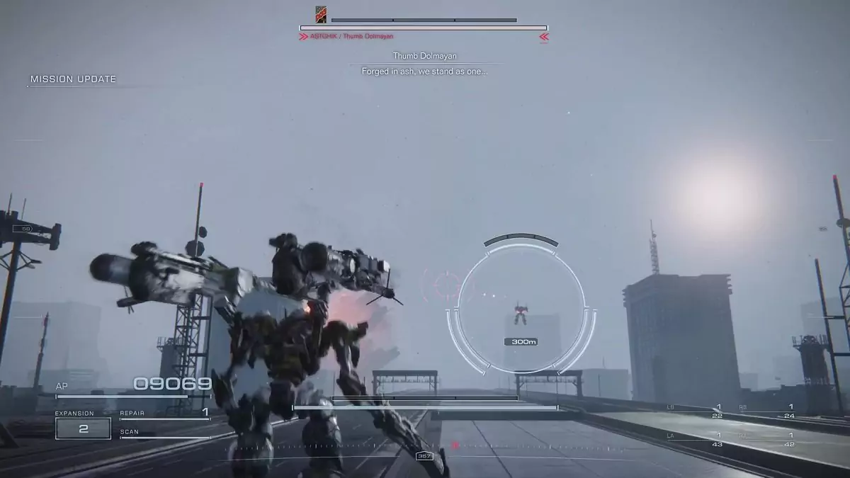 The player fighting Thumb Dolmayan in "Survey the Uninhabited Floating City" ALT mission.