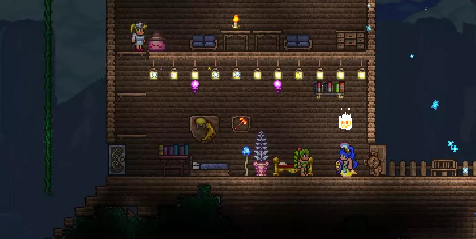 The Dryad NPC in a Terraria house. 