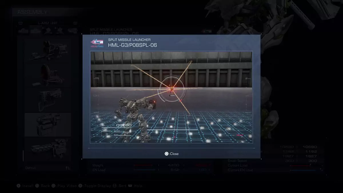 A showcase of the HML Split Missile Launcher from Armored Core 6.