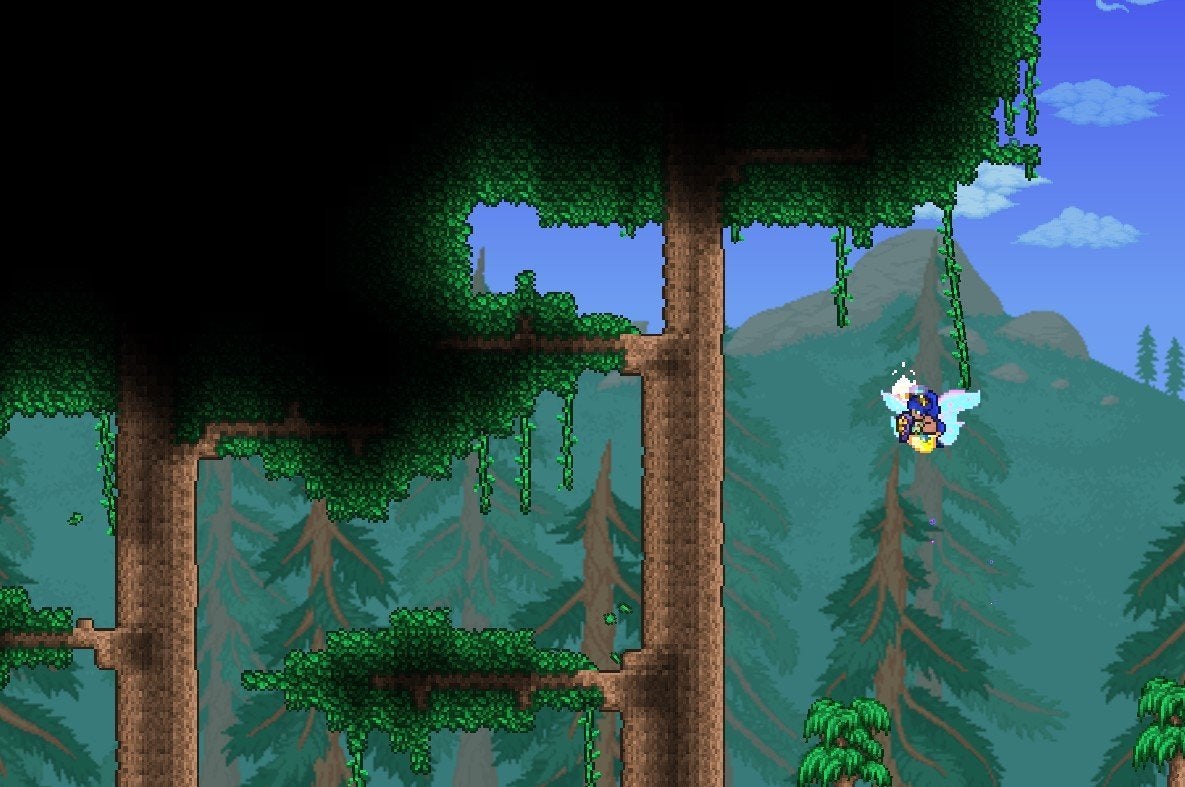 A Living Tree in Terraria. 
