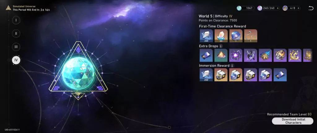 The Simulated Universe in Honkai: Star Rail.