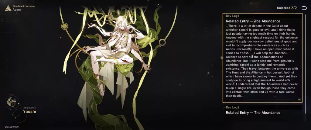 Yaoshi, the Aeon of Abundance in Honkai: Star Rail.