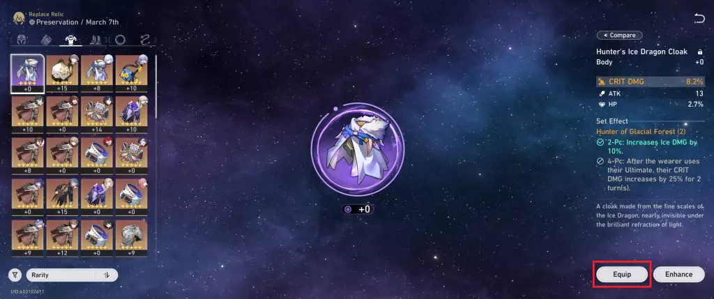 How to equip Relics in Honkai: Star Rail.