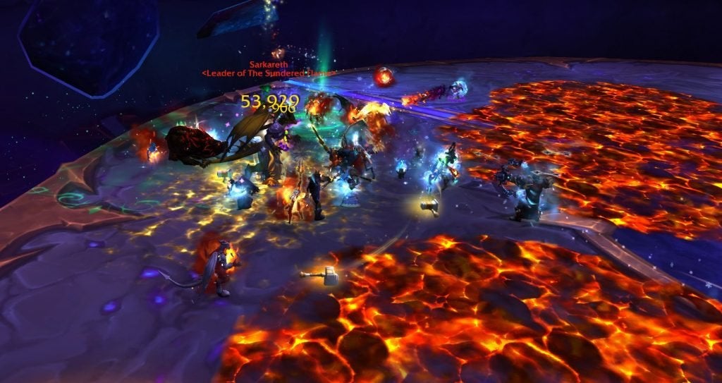 A Paladin player fighting Scale Commander Sarkareth in the WoW Dragonflight raid. 